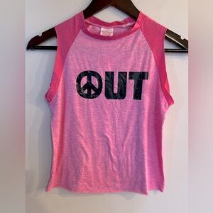 DENNY'S Girl's Pink Peace Out Tank Top Size L NEW
